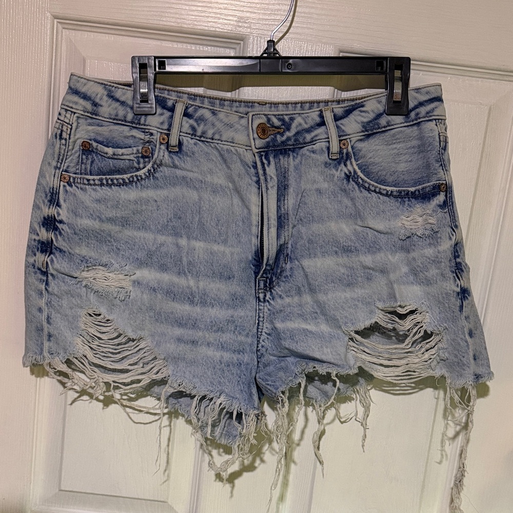 American Eagle Outfitters Ripped Light Blue Jean Shorts